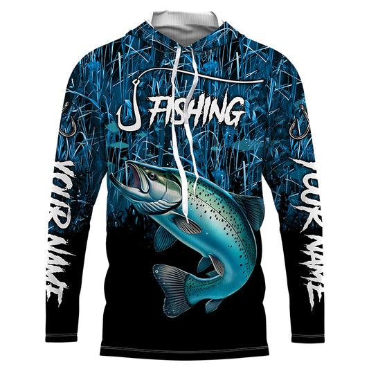 Chinook salmon Fishing jersey blue camo Custom UV protection long sleeves fishing shirts NQS5773