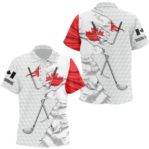 Kid golf polos shirt custom white golf ball skin Canadian flag patriot golf clubs golf apparel for Kid NQS7493