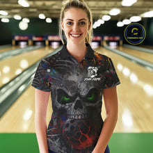 Load image into Gallery viewer, Colorful Skull bowling jerseys Bowling Shirts for Women Custom Bowling Team shirts for bowlers NQS11293