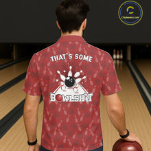 Load image into Gallery viewer, Funny Retro Hawaiian bowling shirts Custom That's some bowshit bowling button up shirts | Red NQS11509