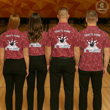 Customized Retro Bowling Team Shirts For Women That's some bowshit Funny Bowling Pattern Jerseys| Red NQS11509