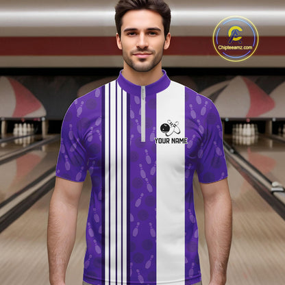 Custom Retro Bowling Team Shirts For Men That's some bowshit Funny Bowling Pattern Jerseys | Purple NQS11510