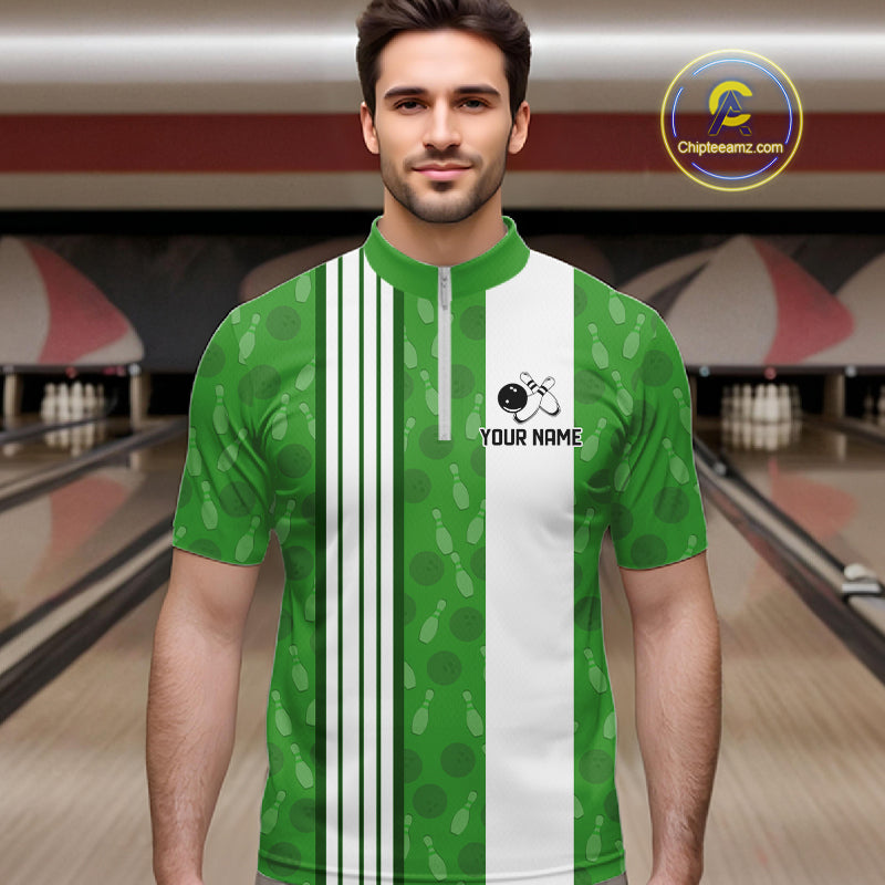 Custom Retro Bowling Team Shirts For Men That's some bowshit Funny Bowling Pattern Jerseys | Green NQS11511