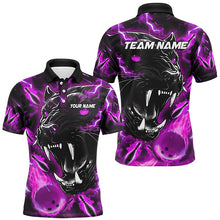 Load image into Gallery viewer, Purple Flame Panther Bowling Polo, Quarter Zip Shirts For Men Custom Bowling Team League Jerseys NQS8773