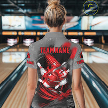Load image into Gallery viewer, Red Sugar Skull Tattoo Custom Women Bowling Polo, Quarter Zip Shirts,Team Bowling Jerseys NQS11528