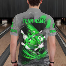 Load image into Gallery viewer, Green Sugar Skull Tattoo Custom Mens Bowling Polo, Quarter Zip Shirts,Team Bowling Jerseys NQS11529