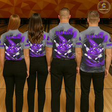 Load image into Gallery viewer, Purple Sugar Skull Tattoo Custom Mens Bowling Polo, Quarter Zip Shirts,Team Bowling Jerseys NQS11530