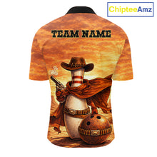 Load image into Gallery viewer, Custom Funny Desert Bowling Cowboy gun bowling team shirts For Men, Bowling Polo, 1/4 zip jerseys NQS11536