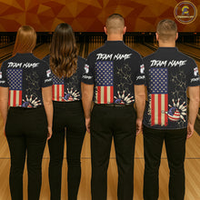 Load image into Gallery viewer, Custom American Flag Skull Bowling shirts For Men, patriotic team Bowling jerseys gift for bowlers NQS11538