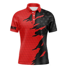 Load image into Gallery viewer, Personalized Mens golf polos shirts custom red golf ball skin black American flag mens golf apparel NQS9776