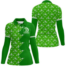Load image into Gallery viewer, Womens golf polo shirts custom Green golf pattern women's golf clothing, unique golf gifts NQS8129
