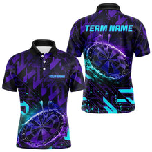 Load image into Gallery viewer, Men Darts Polo, Quarter Zip shirts Custom purple blue abstract Darts Team Jerseys, Darts gifts NQS9449
