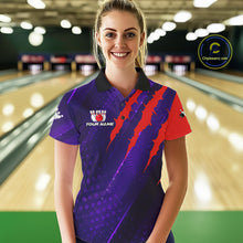 Load image into Gallery viewer, Personalized bowling shirts for Women custom purple and red team bowling jerseys, gift for bowlers NQS11554