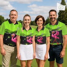 Load image into Gallery viewer, Funny Flamingo Green Golf Polo Shirts For Men Custom Flamingo Team mens golf tops, funny golf gifts NQS11675