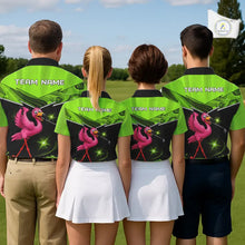 Load image into Gallery viewer, Funny Flamingo Green Golf Polo Shirts For Men Custom Flamingo Team mens golf tops, funny golf gifts NQS11675