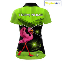 Load image into Gallery viewer, Funny Flamingo Green Women Golf Polo Shirts Custom Flamingo Team ladies golf tops, funny golf gifts NQS11675