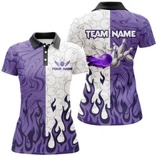 Load image into Gallery viewer, White Camo Bowling Purple Flame Women Bowling Shirts Custom Bowling Team League Jerseys NQS8571