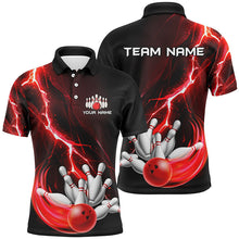 Load image into Gallery viewer, Men's bowling Polo, 1/4 Zip shirts Custom red lightning thunder Bowling Team Jersey, gift for Bowlers NQS8821