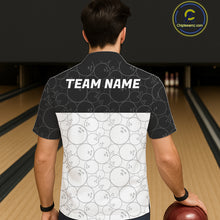 Load image into Gallery viewer, Black and White Bowling Camo Button-up Shirt Custom Hawaiian Bowling Team League Bowlers Outfit NQS11701
