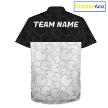 Load image into Gallery viewer, Black and White Bowling Camo Button-up Shirt Custom Hawaiian Bowling Team League Bowlers Outfit NQS11701