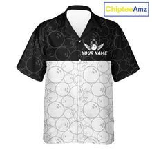 Load image into Gallery viewer, Black and White Bowling Camo Button-up Shirt Custom Hawaiian Bowling Team League Bowlers Outfit NQS11701