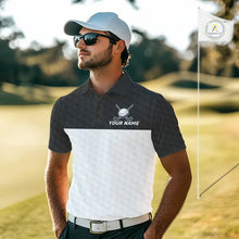 Load image into Gallery viewer, Black and White Golf Polo shirts For Men Custom golf attire for men, best golf gifts for men NQS11702