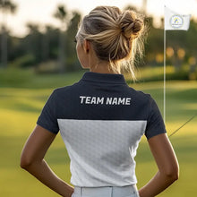 Load image into Gallery viewer, Black and White Golf Polo shirts For Women Custom golf attire for ladies, best golf gifts for women NQS11702