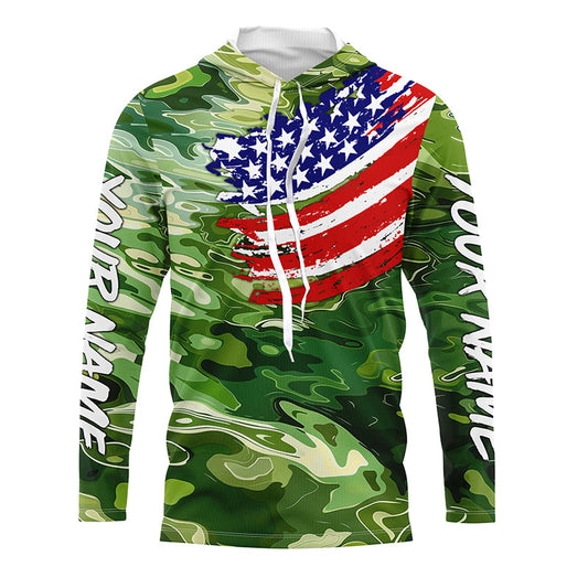 Green camo fishing American flag Custom patriot performance long sleeve fishing tournament shirts NQS7388