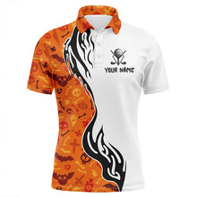 Load image into Gallery viewer, Orange Halloween Mens golf polo shirts custom men's golf outfits for team, Halloween golf gifts NQS8597