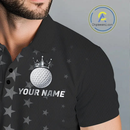 Custom Black American Flag Golf Team Shirts For Men, Personalized patriotic Mens Golf top NQS11707