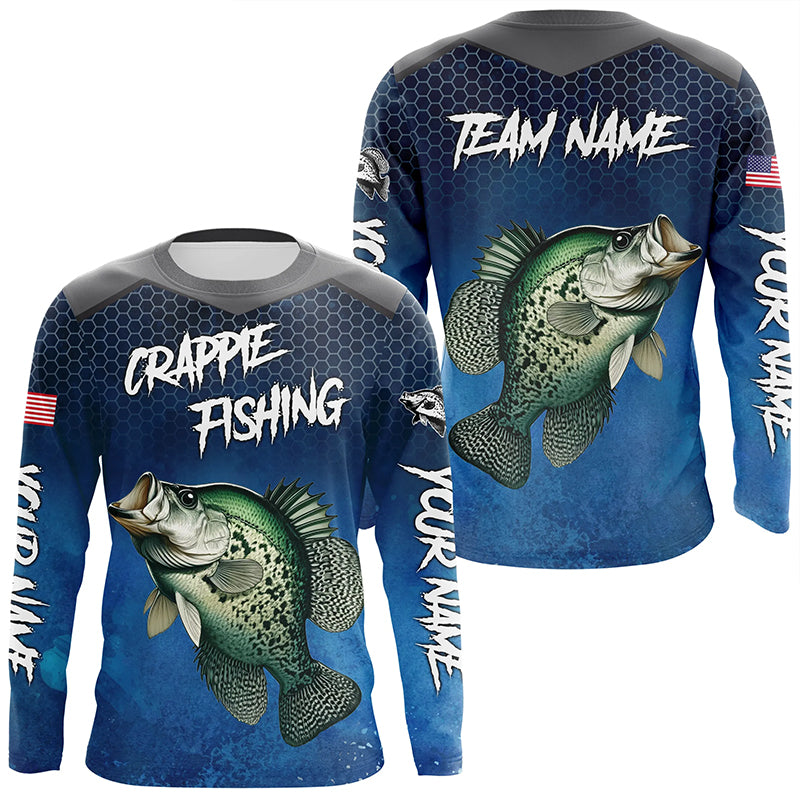 Custom Crappie Fishing Long Sleeve Fishing Shirts, Personalized Crappie Fishing Team Jerseys NQS