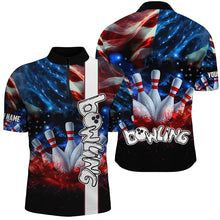 Load image into Gallery viewer, American flag bowling shirts for men custom mens bowling team jerseys, patriotic gifts for bowlers NQS7721