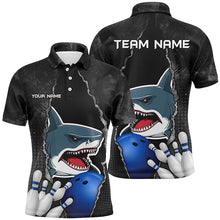 Load image into Gallery viewer, Shark grunge pattern Custom Men Bowling Polo, Quarter Zip Shirts Shark Bowling Team Jerseys Outfits NQS8841