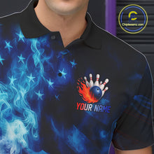 Load image into Gallery viewer, Smoke American Flag Eagle Bowling Shirts For Men Custom patriotic Bowling Team Polo, 1/4 zip Jerseys NQS11179