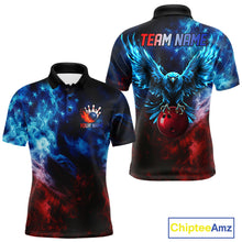 Load image into Gallery viewer, Smoke American Flag Eagle Bowling Shirts For Men Custom patriotic Bowling Team Polo, 1/4 zip Jerseys NQS11179