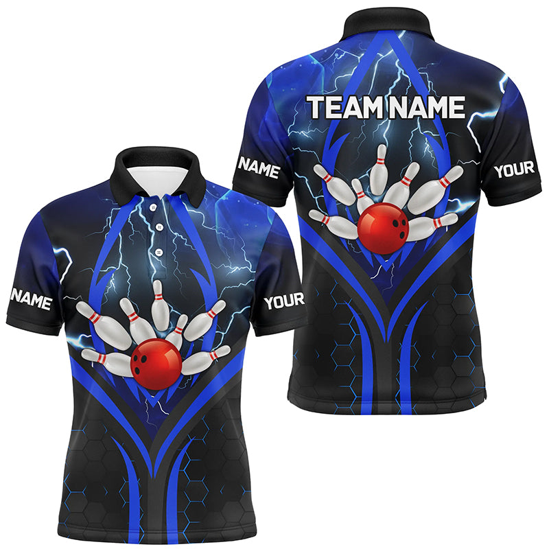 Blue Lightning Thunder Custom Bowling Team Shirts Men Bowling League Jerseys Bowler Outfit NQS8416