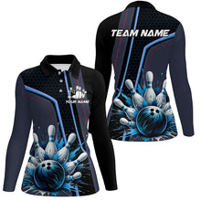 Load image into Gallery viewer, Personalized Bowling shirt for Women Custom Team's Name Bowling League Jersey, Gift For Bowlers | Blue NQS8852