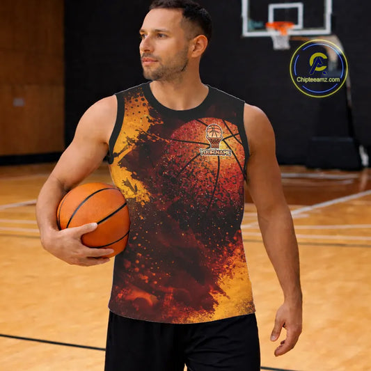 Personalized orange grunge pattern Basketball shirts Custom Basketball team jerseys NQS11390