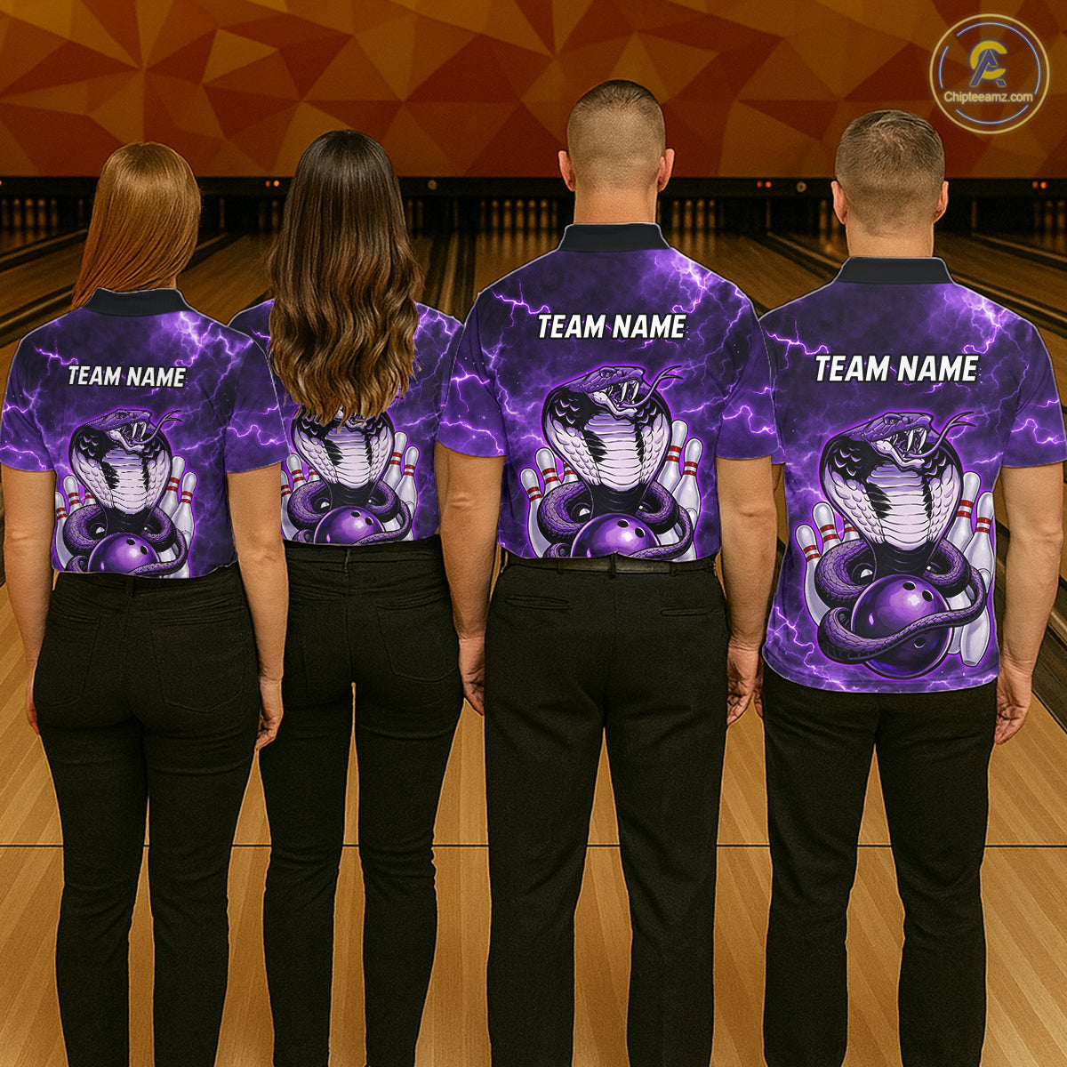 Purple Lightning thunder snake women's bowling shirts Custom bowling league shirts, gifts for bowlers NQS11402