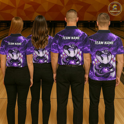 Purple Lightning thunder snake women's bowling shirts Custom bowling league shirts, gifts for bowlers NQS11402