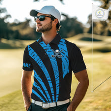 Load image into Gallery viewer, Custom Black and Blue camo Golf Polo Shirt For Men Custom men's golf tops, personalized golf gifts NQS10609