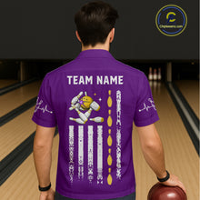 Load image into Gallery viewer, Yellow and Purple Retro American Flag Bowling Hawaiian Shirt Custom Patriotic Bowling Team Jerseys NQS11213