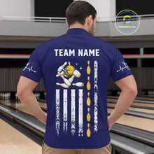 Load image into Gallery viewer, Yellow and Navy Blue Retro American Flag Bowling Shirts For Men Custom Patriotic Bowling Team Jerseys NQS11214