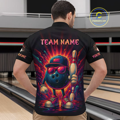 Personalized Funny Bowling Polo, Quarter Zip Shirts For men Custom Team Bowling League Jerseys NQS11111