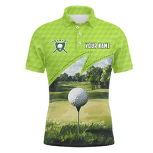 Load image into Gallery viewer, Green Mens golf polos shirts custom golf outfit mens, men's custom golf shirts NQS9261