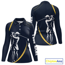 Load image into Gallery viewer, Personalized Golf polo shirts for Women Custom ladies golf outfits, unique golf gifts | Navy NQS10202