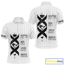 Load image into Gallery viewer, Black and White Mens golf polo shirt custom It's in my DNA coffee golf wine mens golf outfit NQS10390