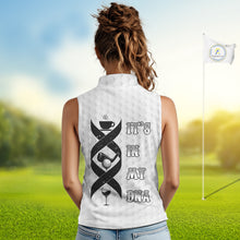 Load image into Gallery viewer, Black and White Women Sleeveless Polo Shirt custom It's in my DNA coffee golf wine ladies golf outfit NQS10390