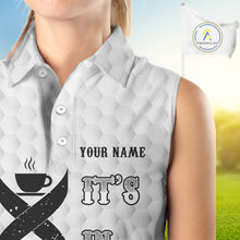 Load image into Gallery viewer, Black and White Women Sleeveless Polo Shirt custom It's in my DNA coffee golf wine ladies golf outfit NQS10390