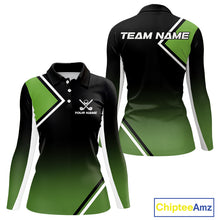 Load image into Gallery viewer, Green and Black Women Golf Polo Shirts Custom golf clothes for ladies, gifts for the golfer NQS10249